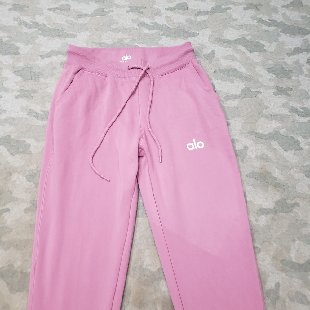 Alo Jogger Pants Womens Small Pink Fleece Drawstring Gym Fitness Running - Picture 2 of 12